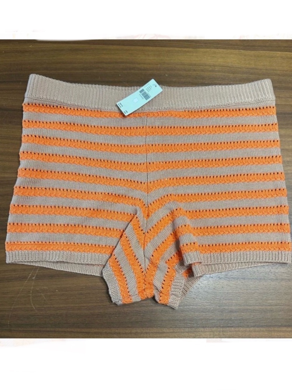 Brand New Anthropologie Flat White Crochet Striped Knit Shorts